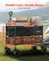 Double Decker Wagon Collapsible, 400L Heavy Duty Folding Wagon Cart, Extended Long Garden Cart with All-Terrain Wheels, Support Up to 450lbs, Outdoor Utility Wagon for Camping, Sports, Shopping