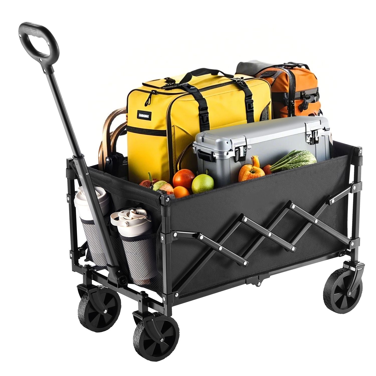 120L Folding Wagon Cart 225lb Heavy Duty Utility Cart All Terrain