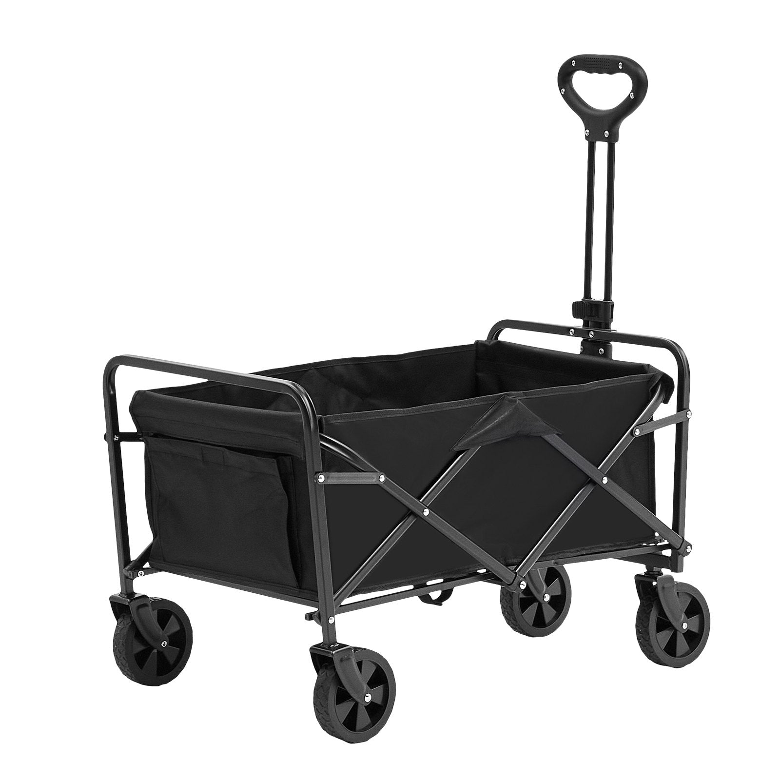 Collapsible Folding Wagon, 2 cu.ft Grass Wagon Cart with All-Terrain 5in Wheels, Heavy Duty Folding Wagon Cart 220 lbs Weight Capacity with Drink Holders, Sports Wagon for Camping, Shopping, Gar