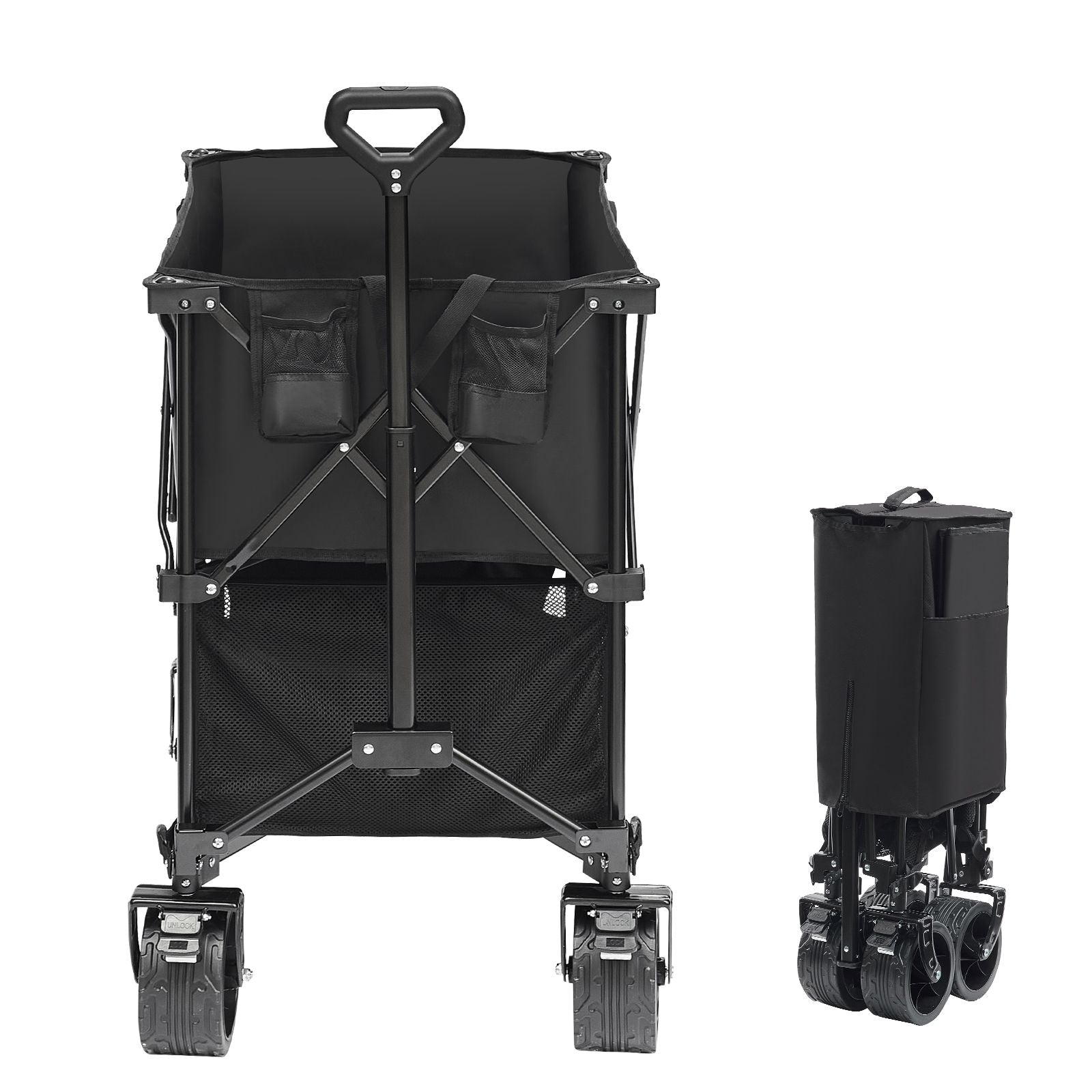 400L Foldable Double Decker Wagon Cart Heavy Duty All Terrain Wheels