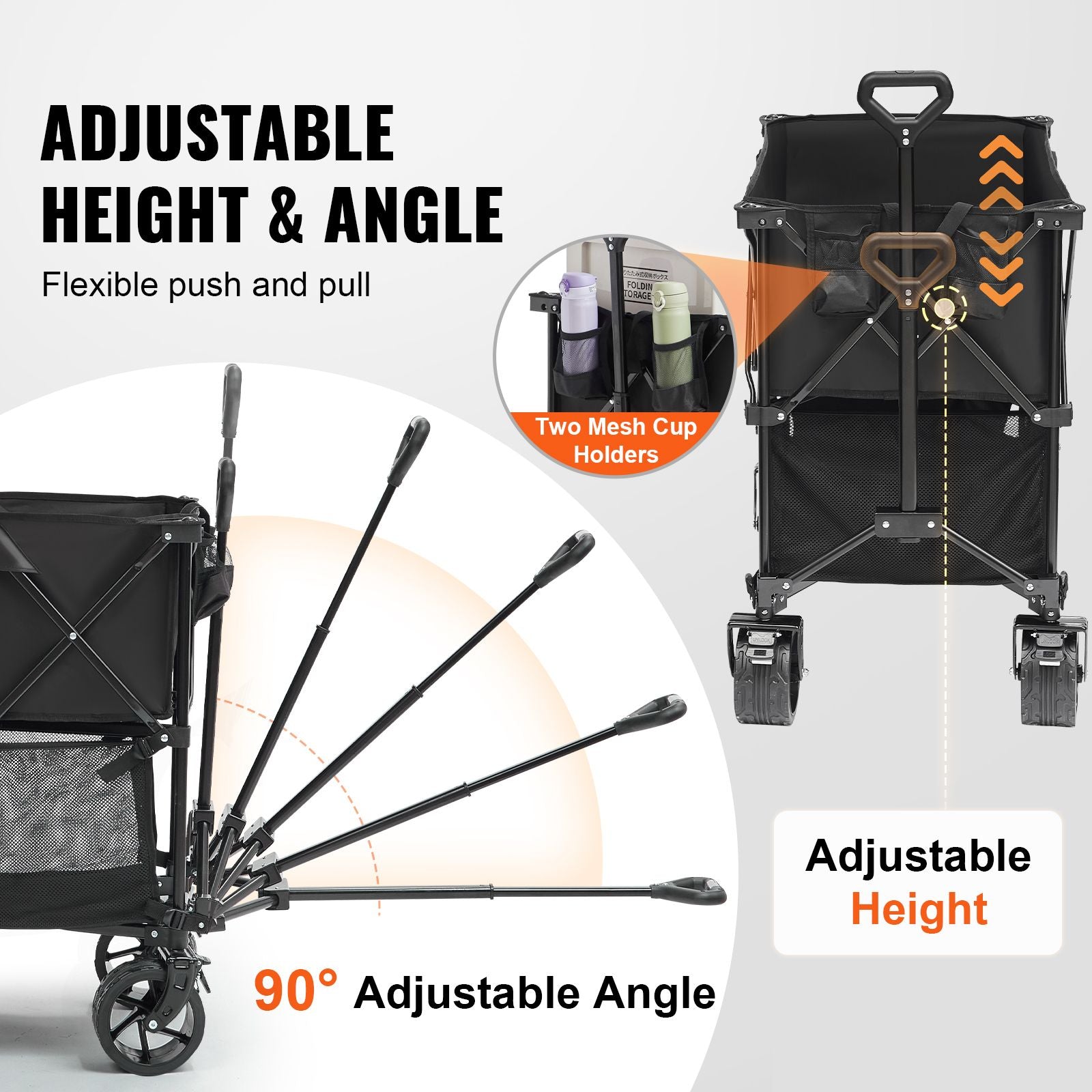 400L Foldable Double Decker Wagon Cart Heavy Duty All Terrain Wheels