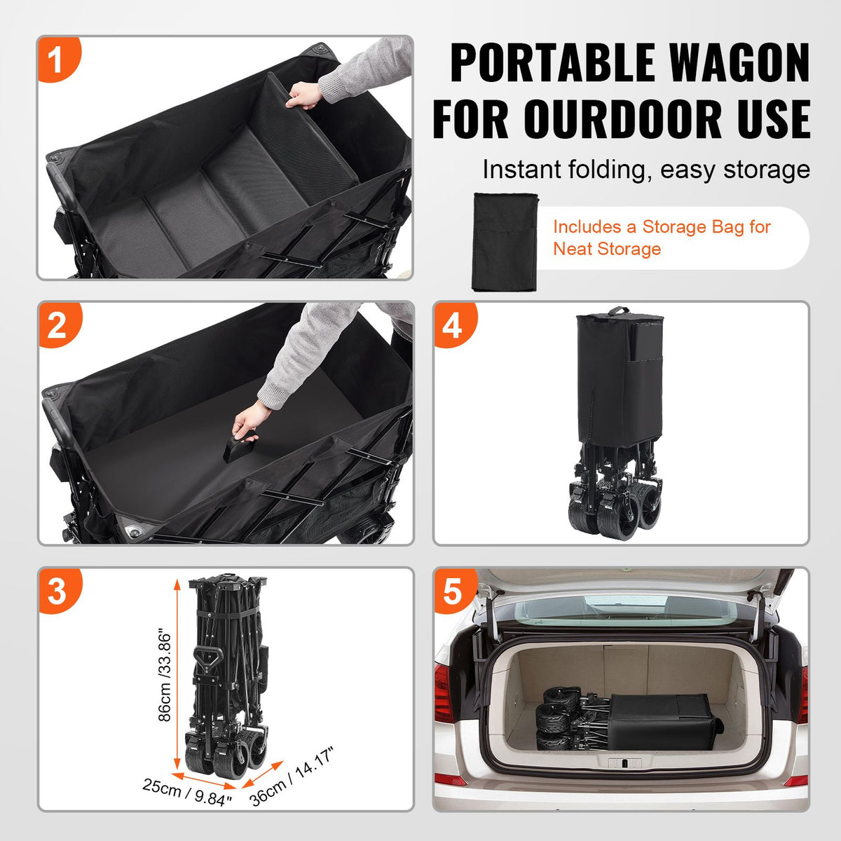 400L Foldable Double Decker Wagon Cart Heavy Duty All Terrain Wheels