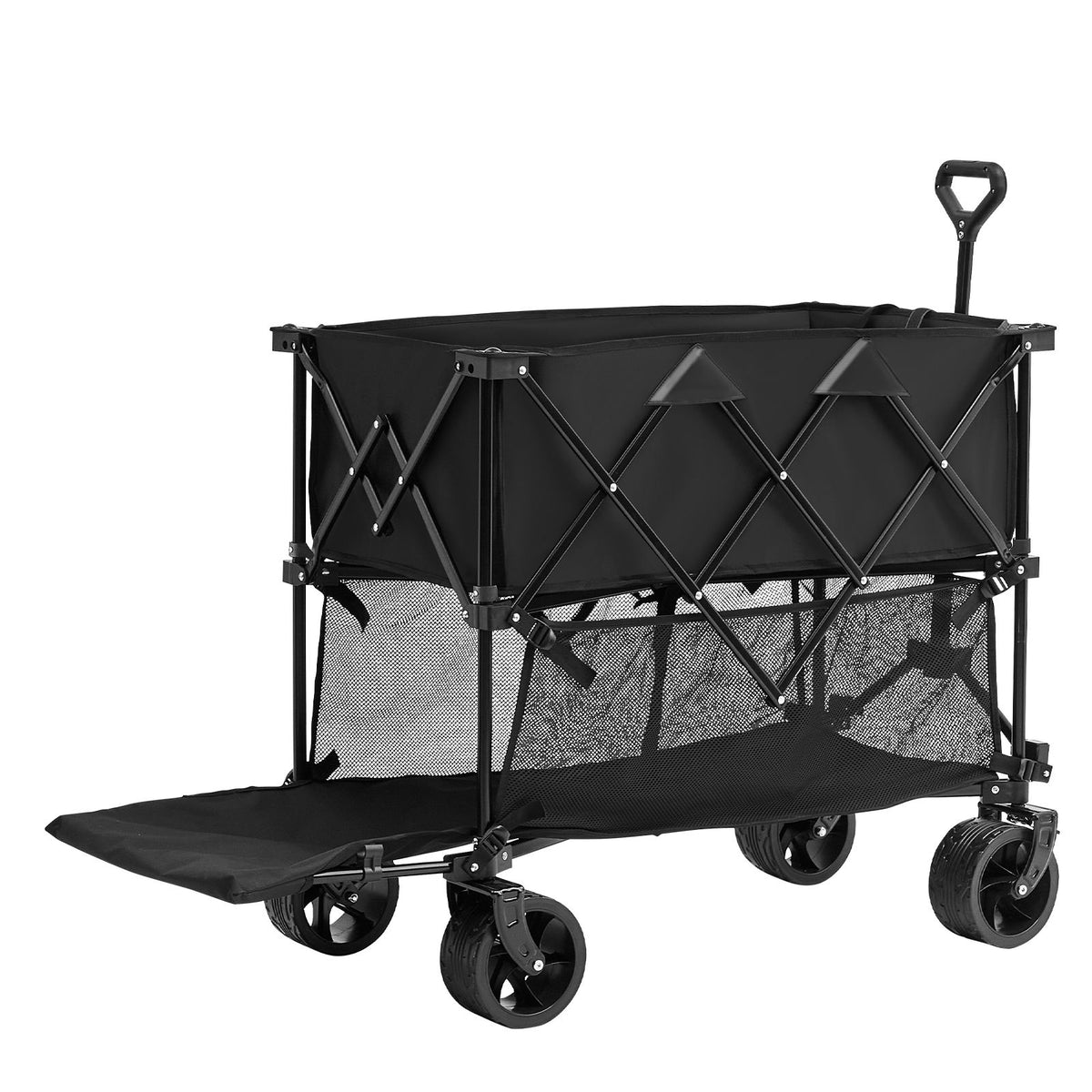 400L Foldable Double Decker Wagon Cart Heavy Duty All Terrain Wheels