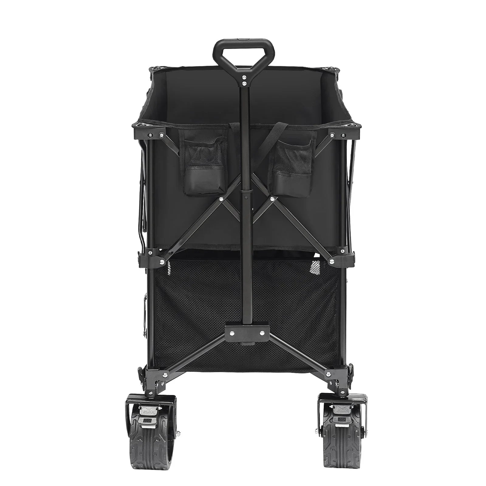 Foldable Double Decker Wagon, 400L Collapsible Wagon Cart with All-Terrain Wheels, Heavy Duty Folding Wagon Cart 350-450 lb Weight Capacity for Camping, Shopping, Garden, 52