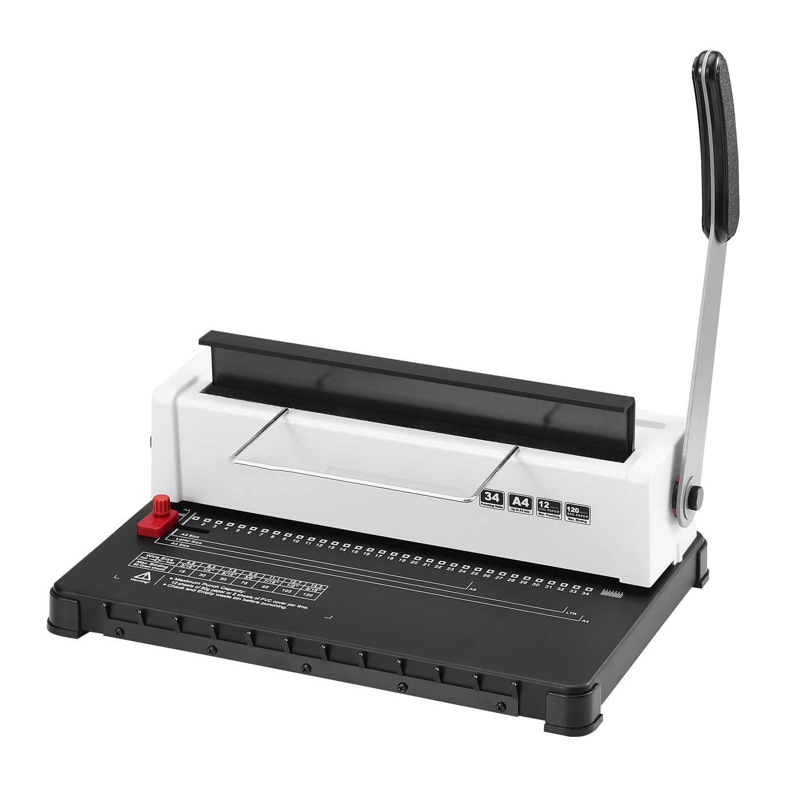 Coil Spiral Binding Machine, Manual Book Maker 34-Holes Binding 120 Sheets, Punch Binder with Adjustable Side Margin, for Letter Size, A4, A5