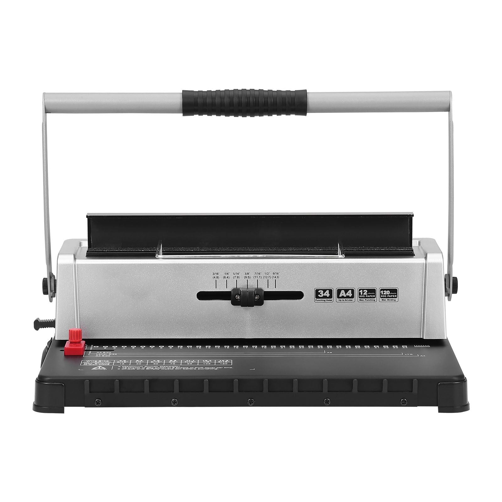 Coil Spiral Binding Machine, Manual Book Maker 34-Holes Binding 120 Sheets, Punch Binder with Adjustable 3/16