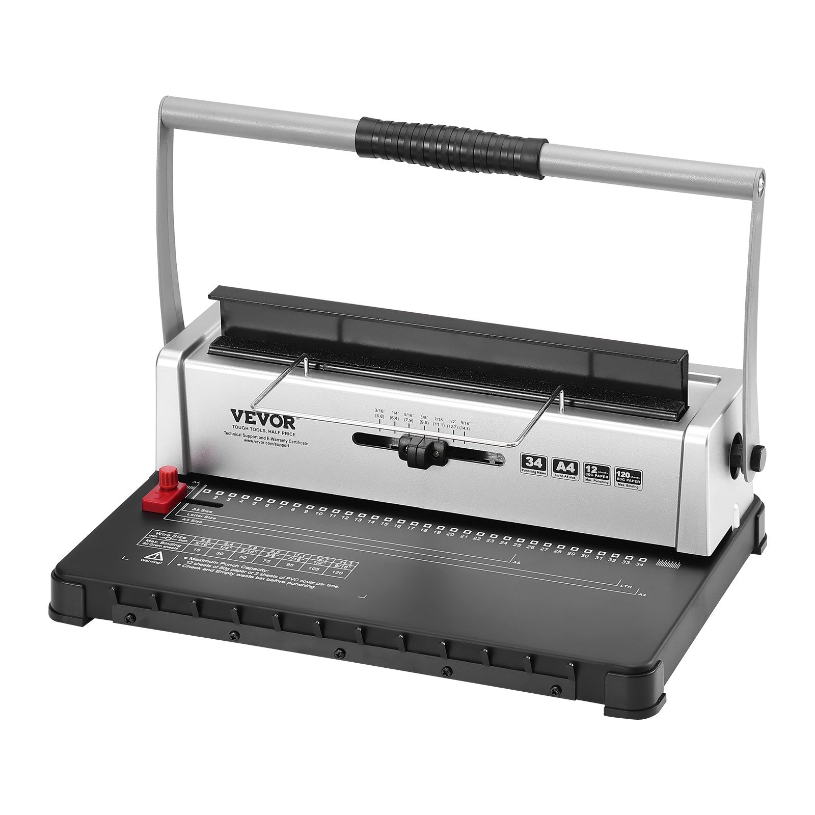 Coil Spiral Binding Machine, Manual Book Maker 34-Holes Binding 120 Sheets, Punch Binder with Adjustable 3/16