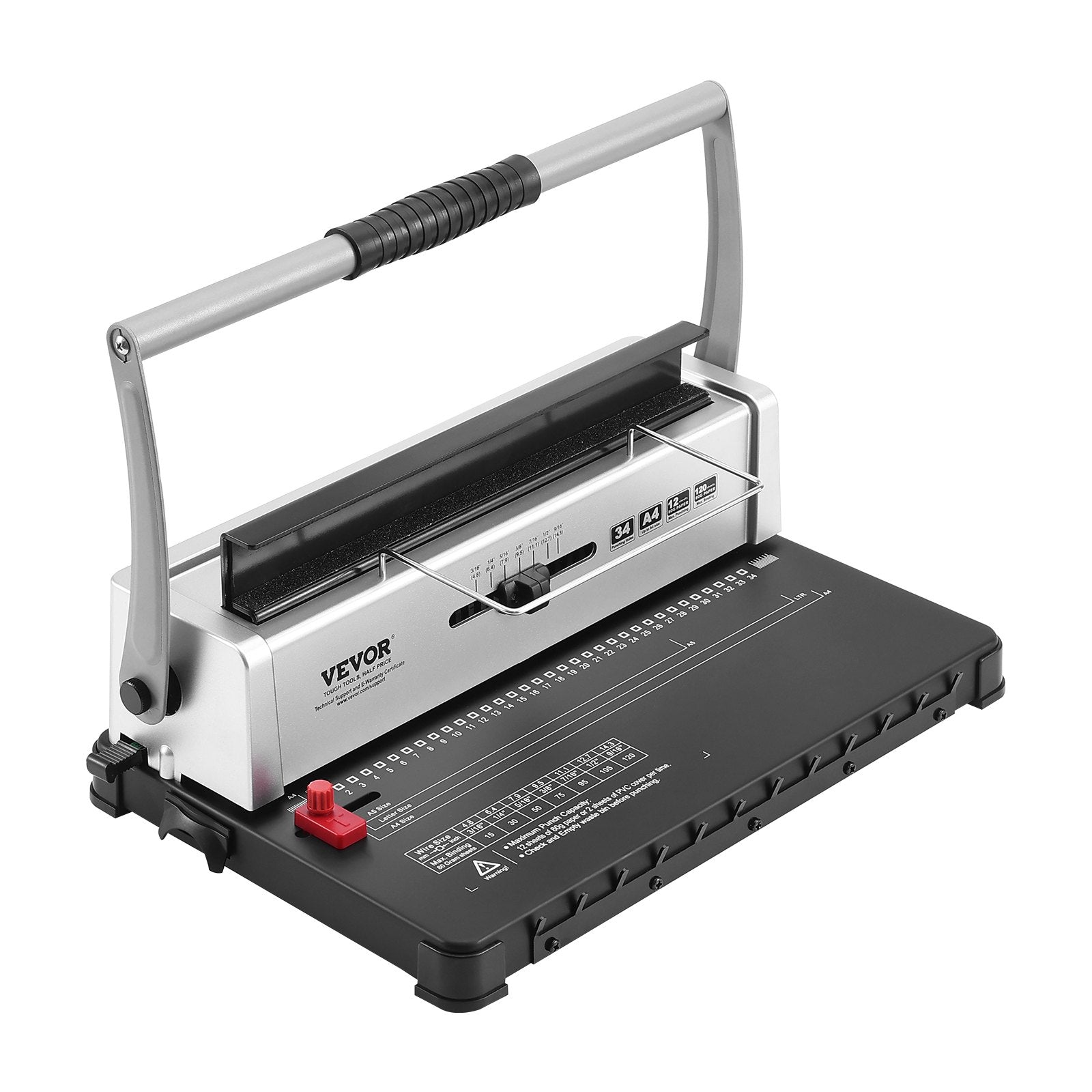 Coil Spiral Binding Machine, Manual Book Maker 34-Holes Binding 120 Sheets, Punch Binder with Adjustable 3/16