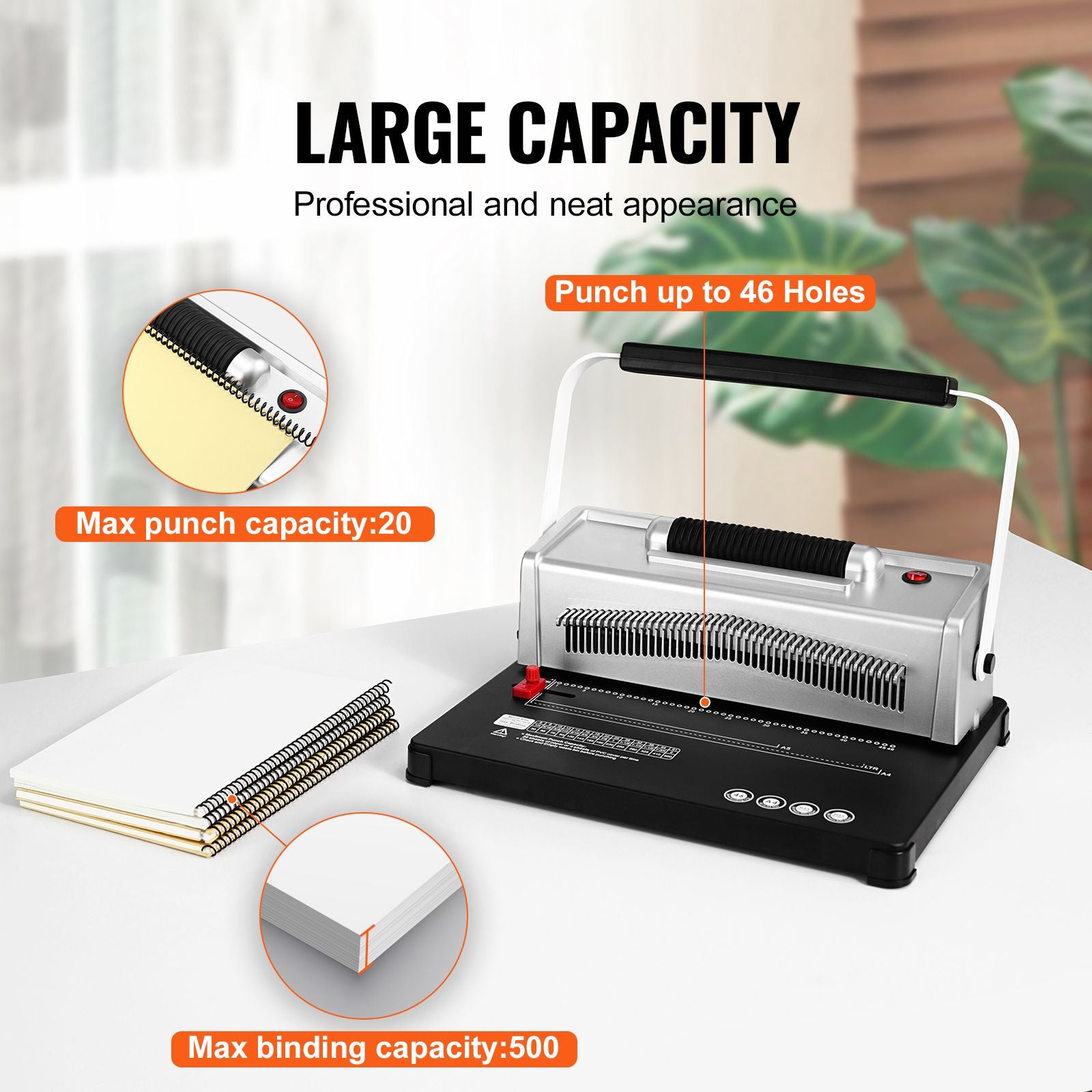 Electric Coil Binding Machine 46 Hole Spiral Binder 500 Sheets A4 A5