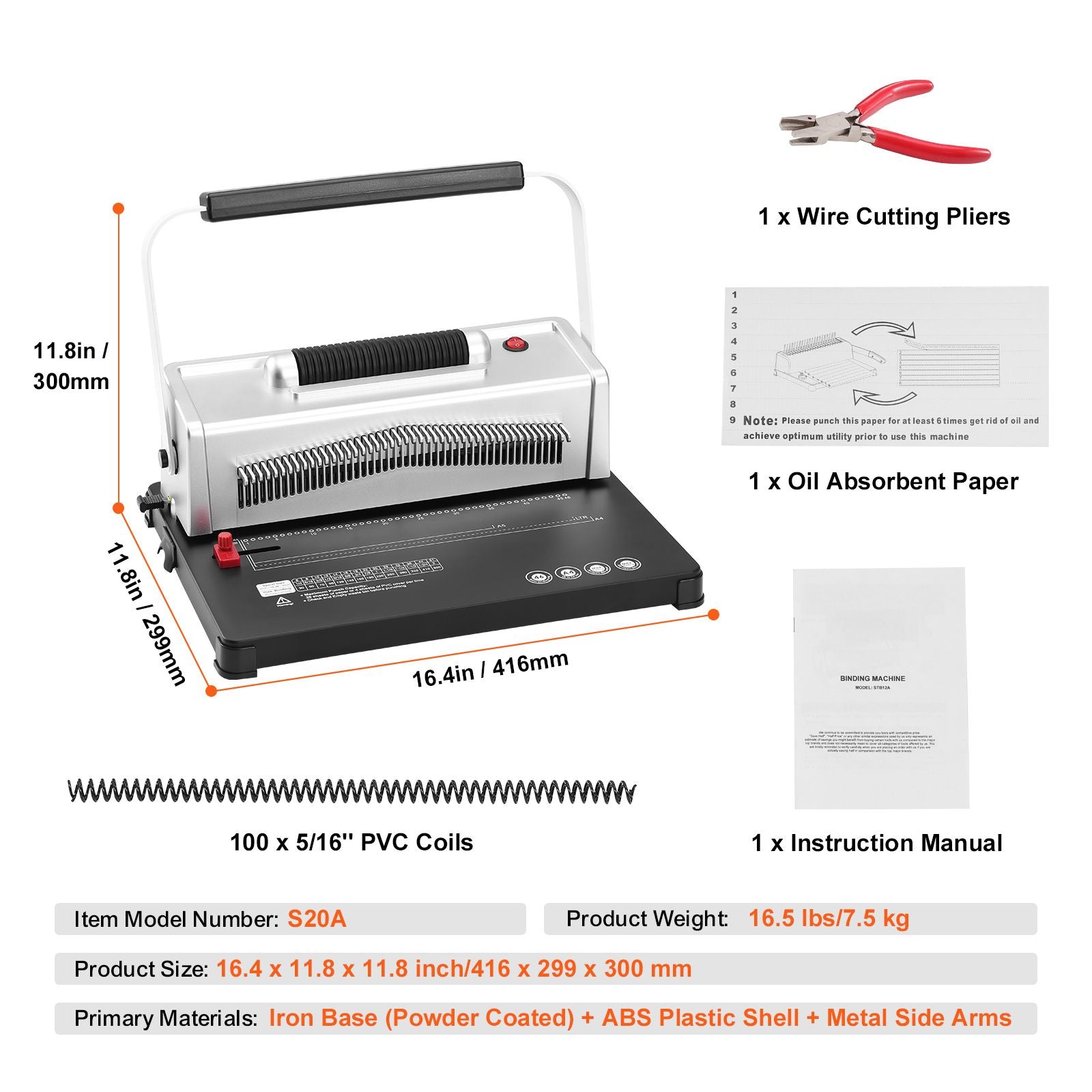 Electric Coil Binding Machine 46 Hole Spiral Binder 500 Sheets A4 A5