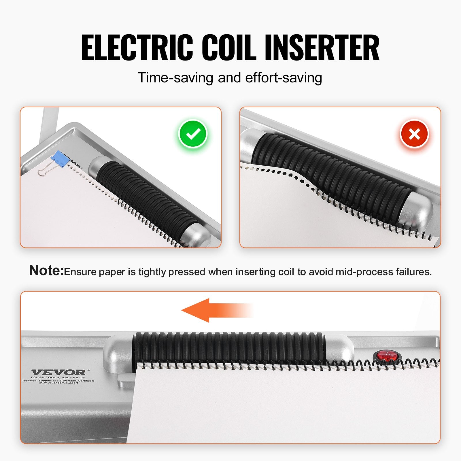 Coil Spiral Binding Machine, Manual Book Maker with Electric Binding, 46-Holes Binding 500 Sheets Punch Binder, with 100pcs 5/16'' Coil Binding Spines, for Letter Size, A4, A5