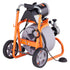 Drain Cleaner Machine 100FT x 3/8 Inch, Auto Feed Sewer Snake Drain Auger on Wheels, Portable Drain Cleaning Machine with 8 Cutters & Air-activated Foot Switch for 2" to 4" Pipes