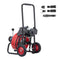 Drain Cleaner Machine 22m x 13mm, Auto Feed Sewer Snake Auger on Wheels, Portable Drain Cleaning Machine with 4 Cutters & Air-activated Foot Switch for 50mm to 150mm Pipes