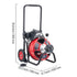 Drain Cleaner Machine 22m x 13mm, Auto Feed Sewer Snake Auger on Wheels, Portable Drain Cleaning Machine with 4 Cutters & Air-activated Foot Switch for 50mm to 150mm Pipes