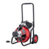 Drain Cleaner Machine 22m x 13mm, Auto Feed Sewer Snake Auger on Wheels, Portable Drain Cleaning Machine with 4 Cutters & Air-activated Foot Switch for 50mm to 150mm Pipes