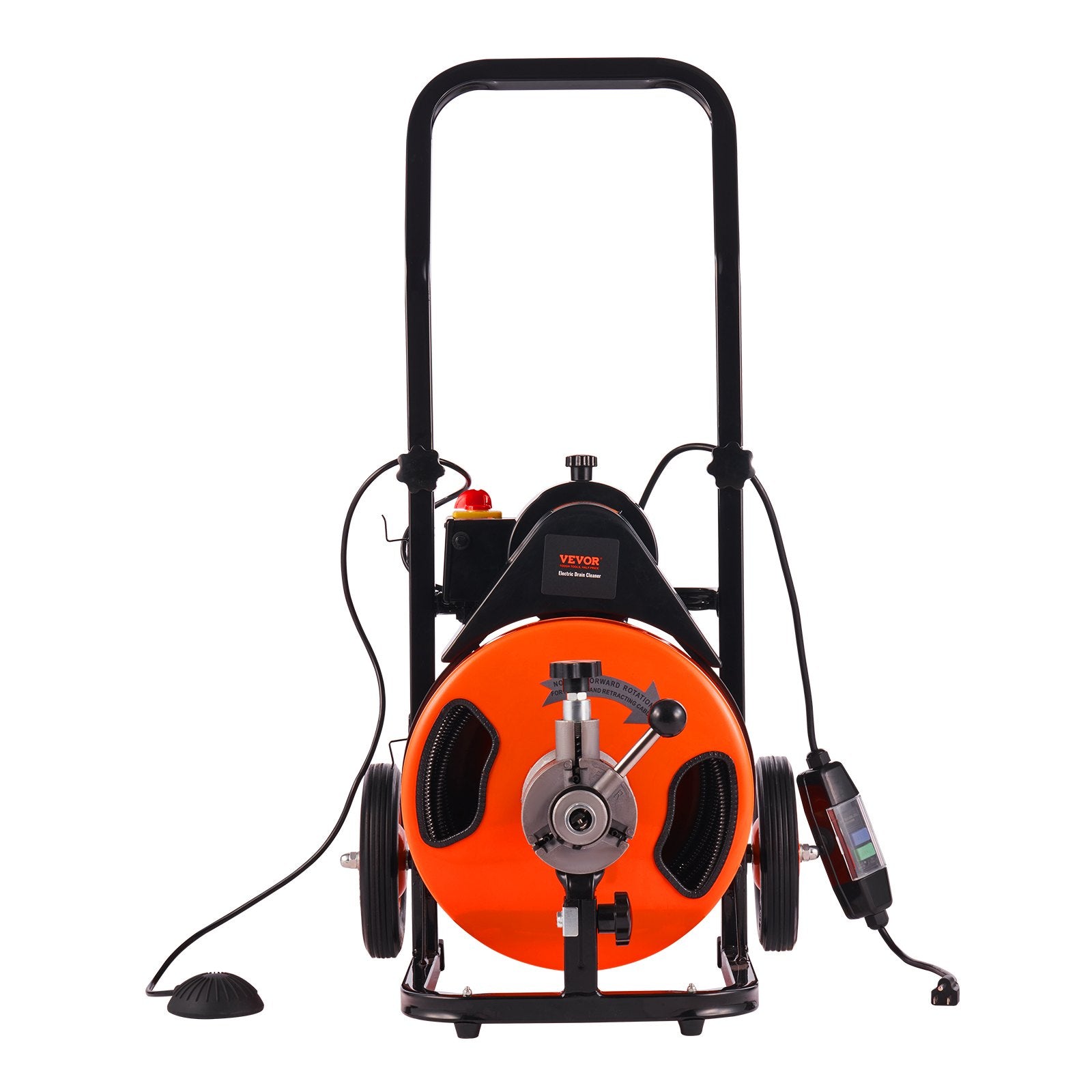 Drain Cleaning Machine 50 FT x 1/2 Inch, Sewer Snake Machine Auto Feed, Drain Auger Cleaner with 4 Cutter & Air-Activated Foot Switch for 1