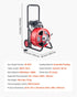 Drain Cleaner Machine 30m x 19mm, Auto Feed Sewer Snake Auger on Wheels, Portable Drain Cleaning Machine with 4 Cutters & Air-activated Foot Switch for 100mm to 200mm Pipes