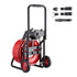 Drain Cleaner Machine 30m x 19mm, Auto Feed Sewer Snake Auger on Wheels, Portable Drain Cleaning Machine with 4 Cutters & Air-activated Foot Switch for 100mm to 200mm Pipes