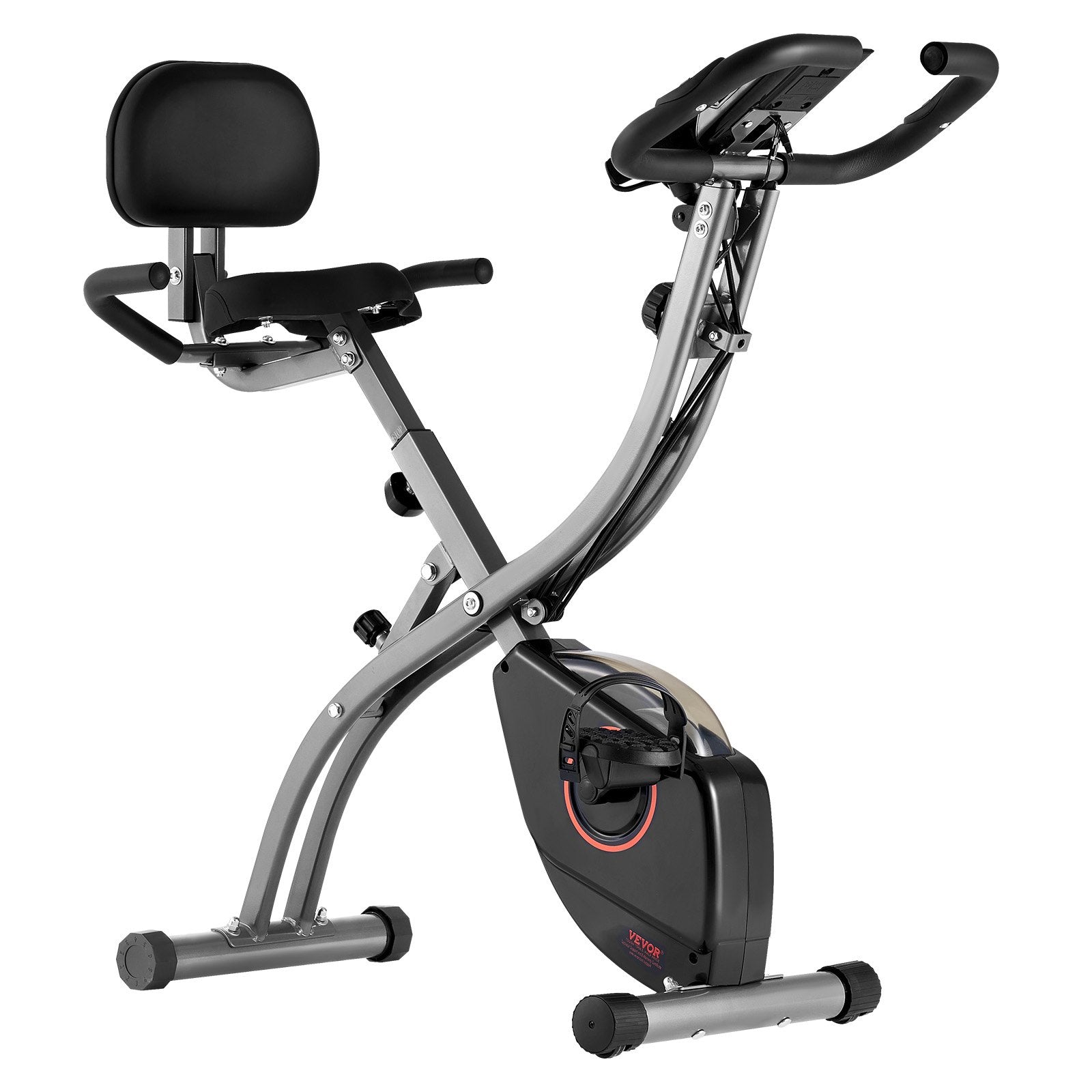 Folding Exercise Bike, Foldable Fitness Stationary Bike, Adjustable Magnetic Resistance Stationary Bike, Upright Indoor Cycling Bike for Home Gym Workout, Comfortable Seat Cushion, LCD Monitor