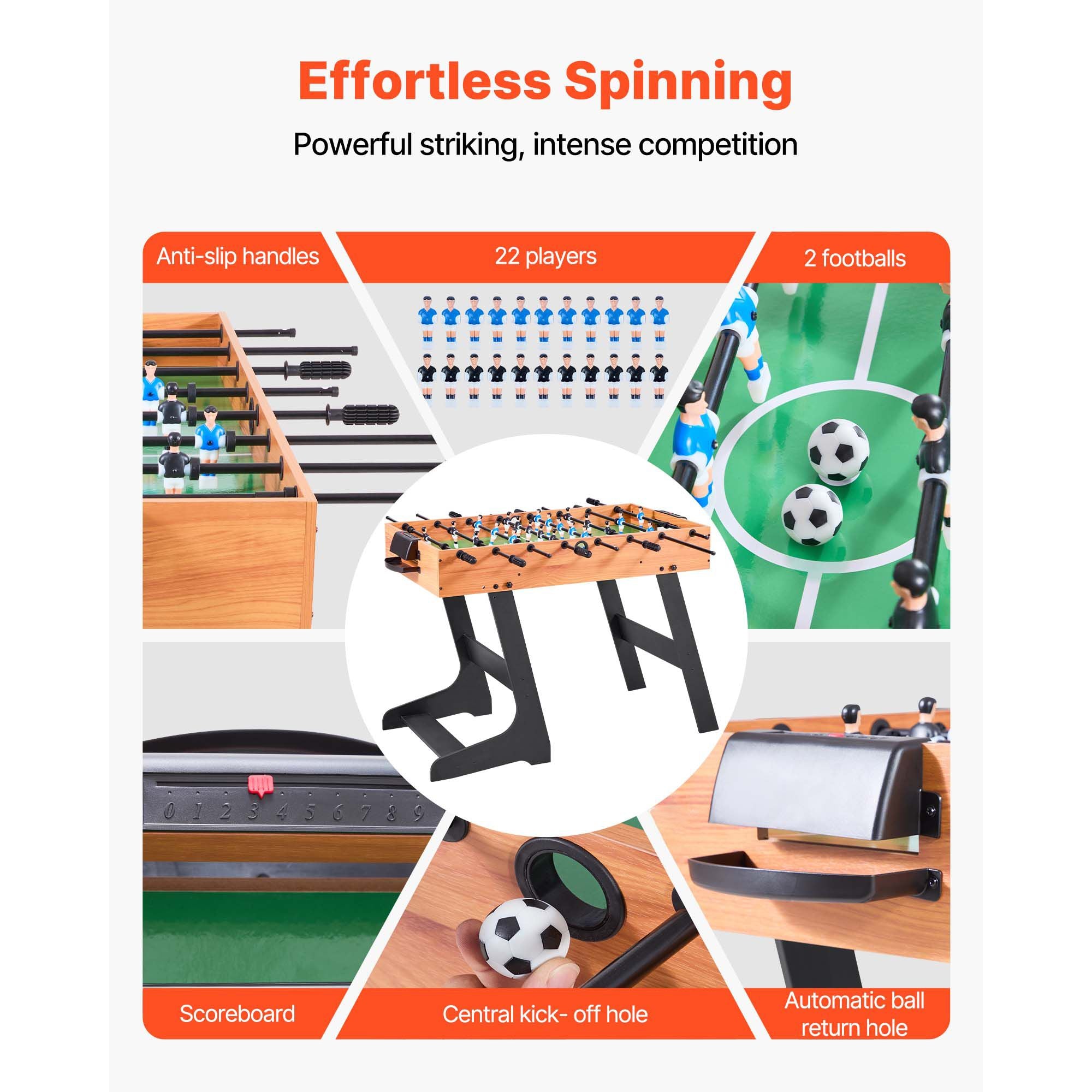 Folding Foosball Table 106cm Full Size Soccer Game Table Indoor Set