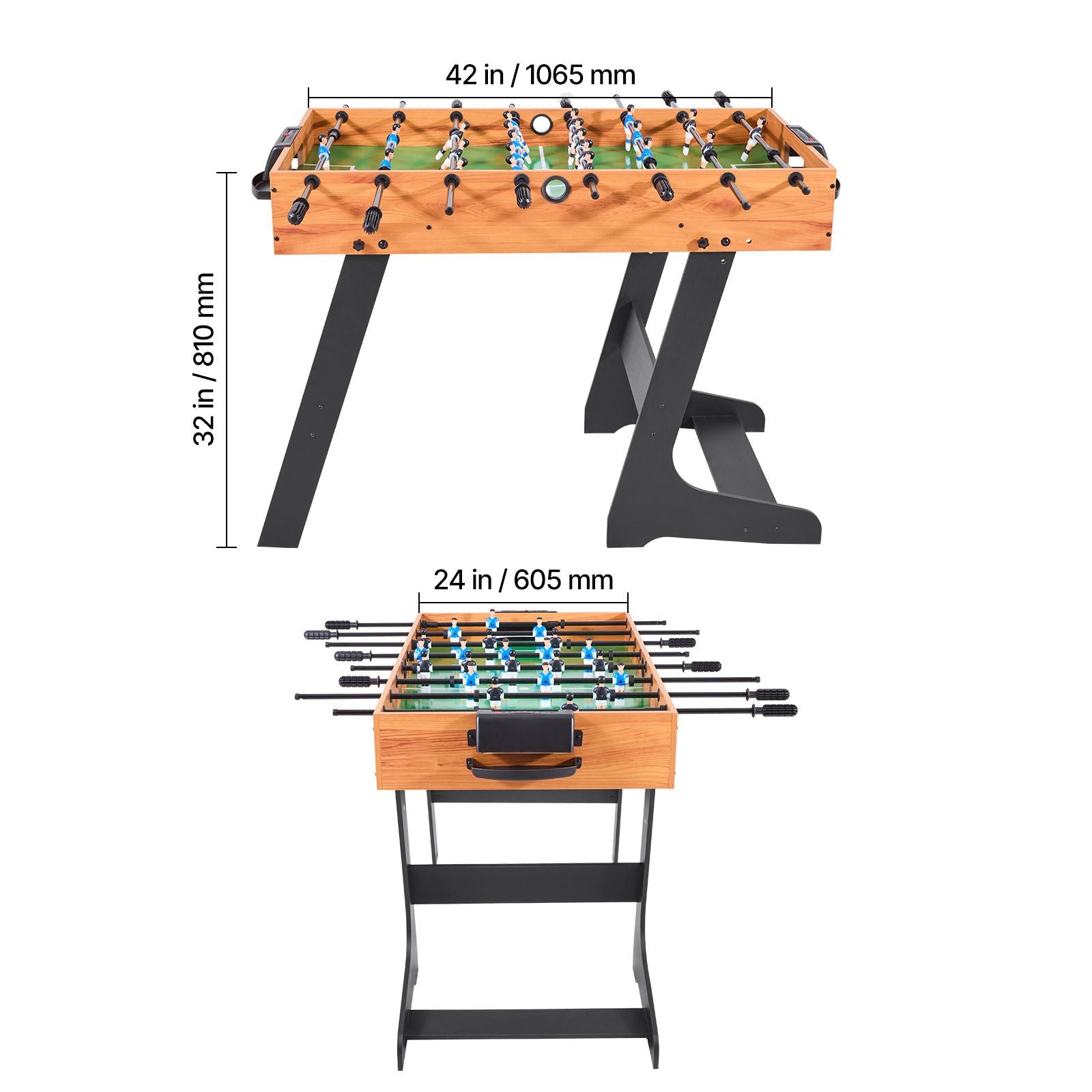 Folding Foosball Table 106cm Full Size Soccer Game Table Indoor Set