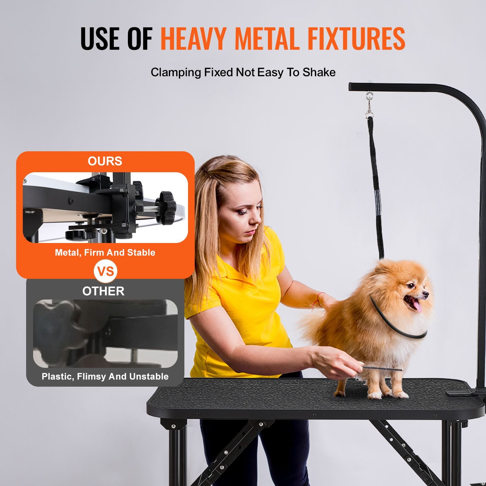 Foldable Dog Grooming Table 808x460mm Stainless Steel Arm Clamp Stand