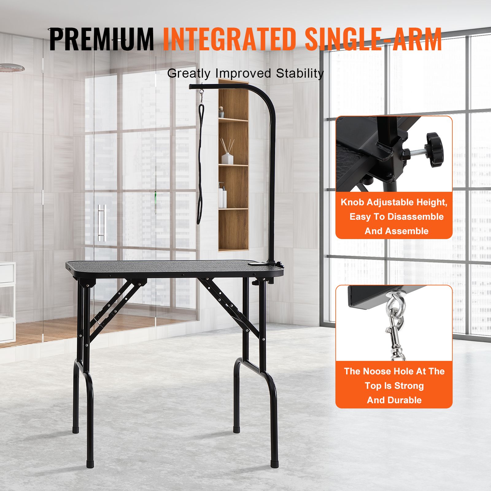 Foldable Dog Grooming Table 808x460mm Stainless Steel Arm Clamp Stand
