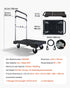 Foldable Push Cart Dolly, 149.69 kg Capacity, Folding Platform Truck with Swivel Wheels, Moving Platform Hand Truck Flatbed Cart, Adjustable Push Handle, for Easy Storage, 680 x 495 x 115 mm