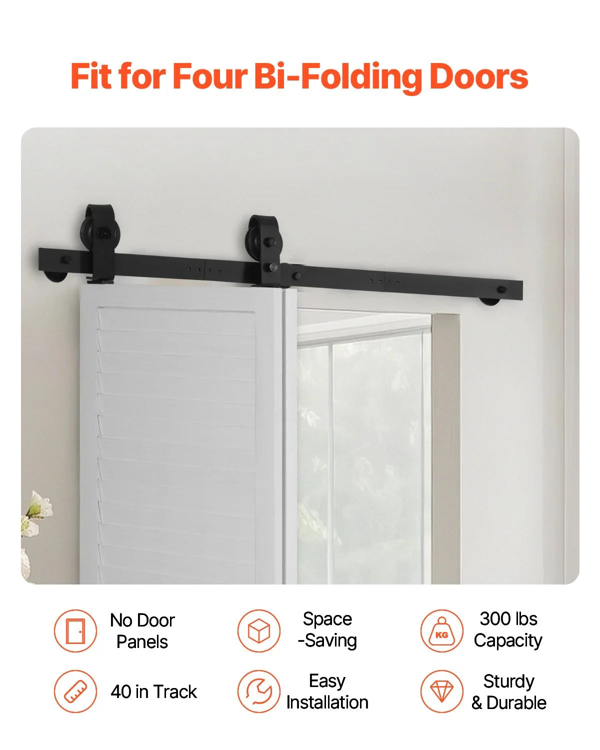 Bi-Folding Sliding Barn Door Hardware Track Kit 40