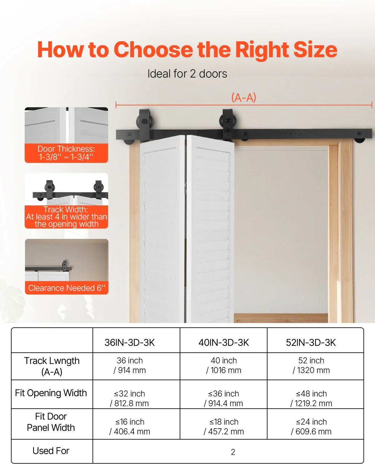 Bi-Folding Sliding Barn Door Hardware Track Kit 40