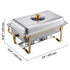 Chafing Dish Buffet Set, 4 Qt 2 Pack, Stainless Steel Chafer with 4 Half Size Pans, Rectangle Catering Warmer Server with Glass Lid Water Pan Folding Stand Fuel Holder, for Wedding Party Banquet