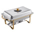 Chafing Dish Buffet Set, 4 Qt 2 Pack, Stainless Steel Chafer with 4 Half Size Pans, Rectangle Catering Warmer Server with Glass Lid Water Pan Folding Stand Fuel Holder, for Wedding Party Banquet