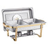 Chafing Dish Buffet Set, 4 Qt 2 Pack, Stainless Steel Chafer with 4 Half Size Pans, Rectangle Catering Warmer Server with Glass Lid Water Pan Folding Stand Fuel Holder, for Wedding Party Banquet