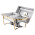 Chafing Dish Buffet Set, 4 Qt 2 Pack, Stainless Steel Chafer with 4 Half Size Pans, Rectangle Catering Warmer Server with Glass Lid Water Pan Folding Stand Fuel Holder, for Wedding Party Banquet