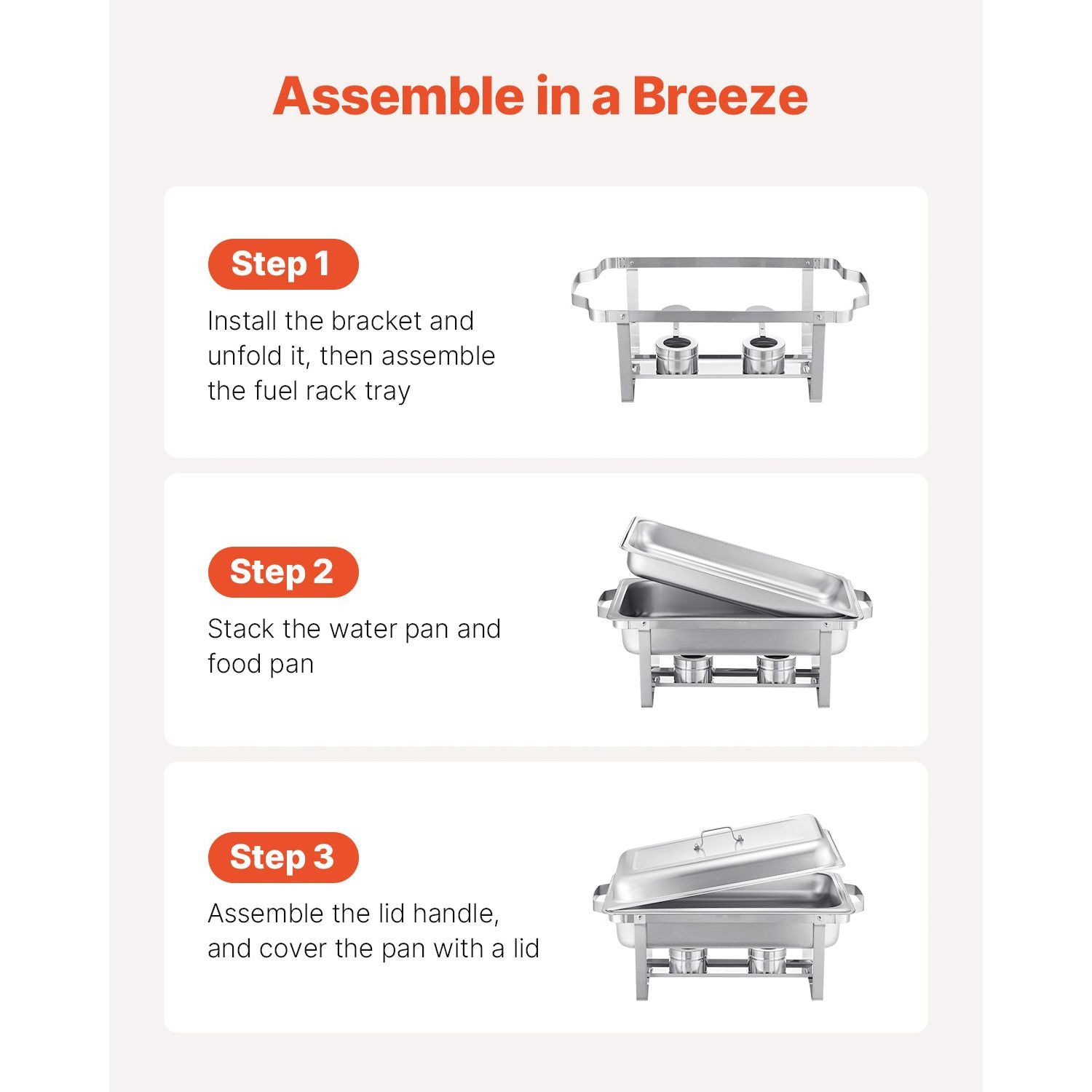 8 Qt 2 Pack Rectangle Chafing Dish Buffet Set Fullsize Pan Stainless Steel
