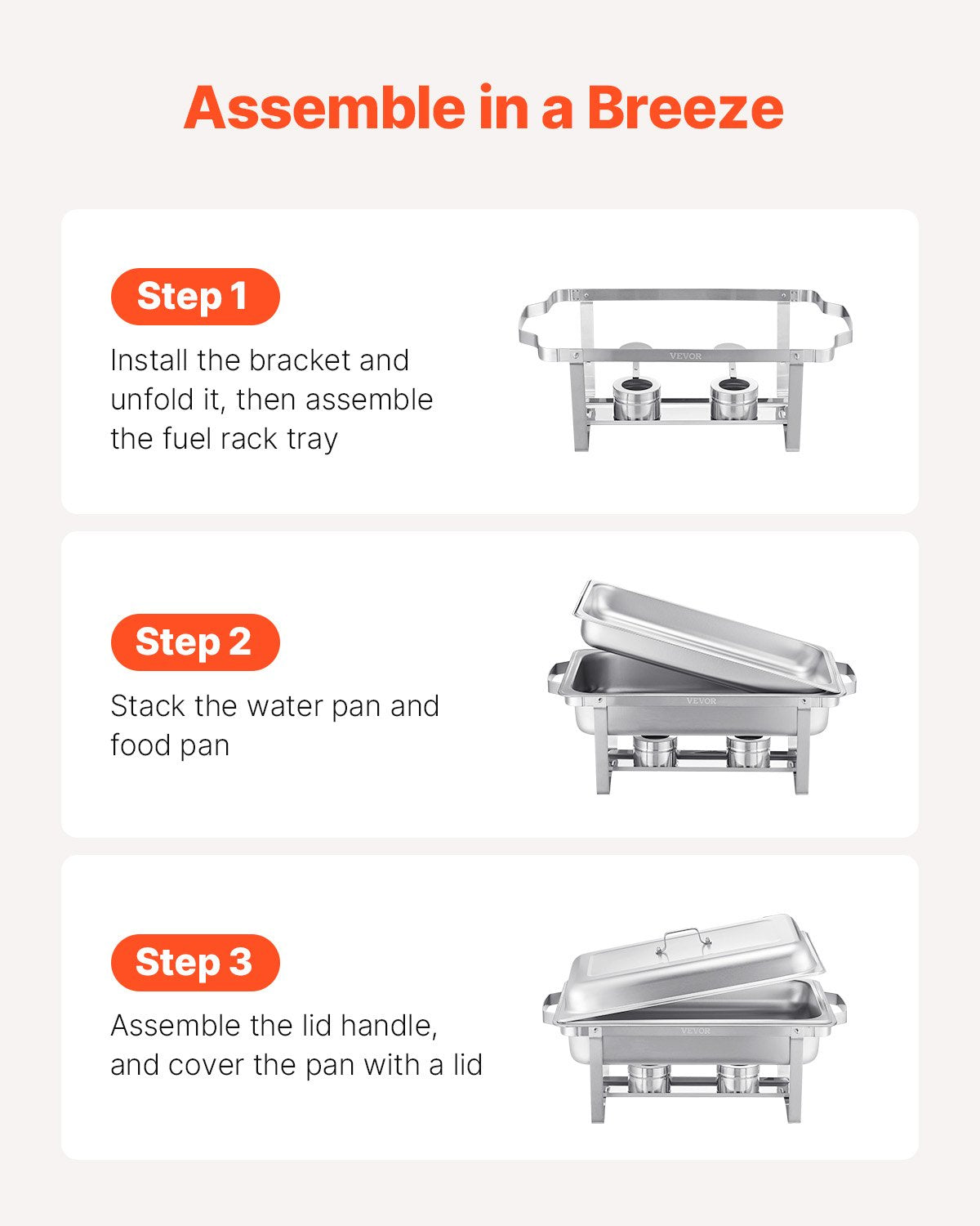 8 Qt 2 Pack Rectangle Chafing Dish Buffet Set Fullsize Pan Stainless Steel