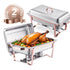 Chafing Dish Buffet Set, 8 Qt 2 Pack, Stainless Steel Chafer with 2 Full Size Pans, Rectangle Catering Warmer Server with Lid Water Pan Stand Fuel Holder, for Wedding Party Banquet, Rose Gold