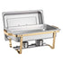 Chafing Dish Buffet Set, 8 Qt 4 Pack, Stainless Steel Chafer with 2 Full Size and 4 Half Size Pans, Rectangle Catering Warmer Server with Lid Water Pan Stand, for Weddings Parties Banquets, Gold