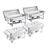 8 Qt 4 Pack Rectangle Chafing Dish Buffet Set Fullsize Pan Stainless Steel