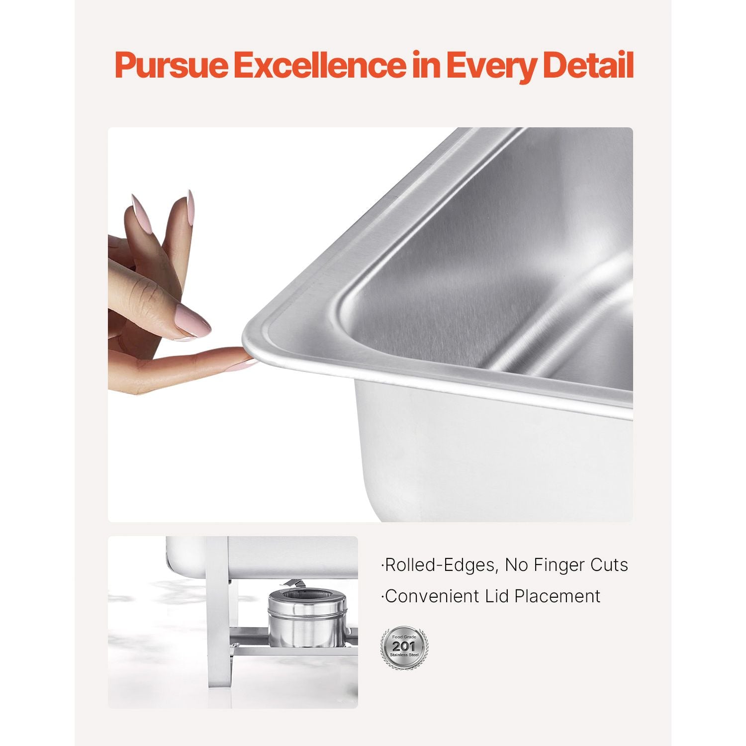 8 Qt 4 Pack Rectangle Chafing Dish Buffet Set Fullsize Pan Stainless Steel