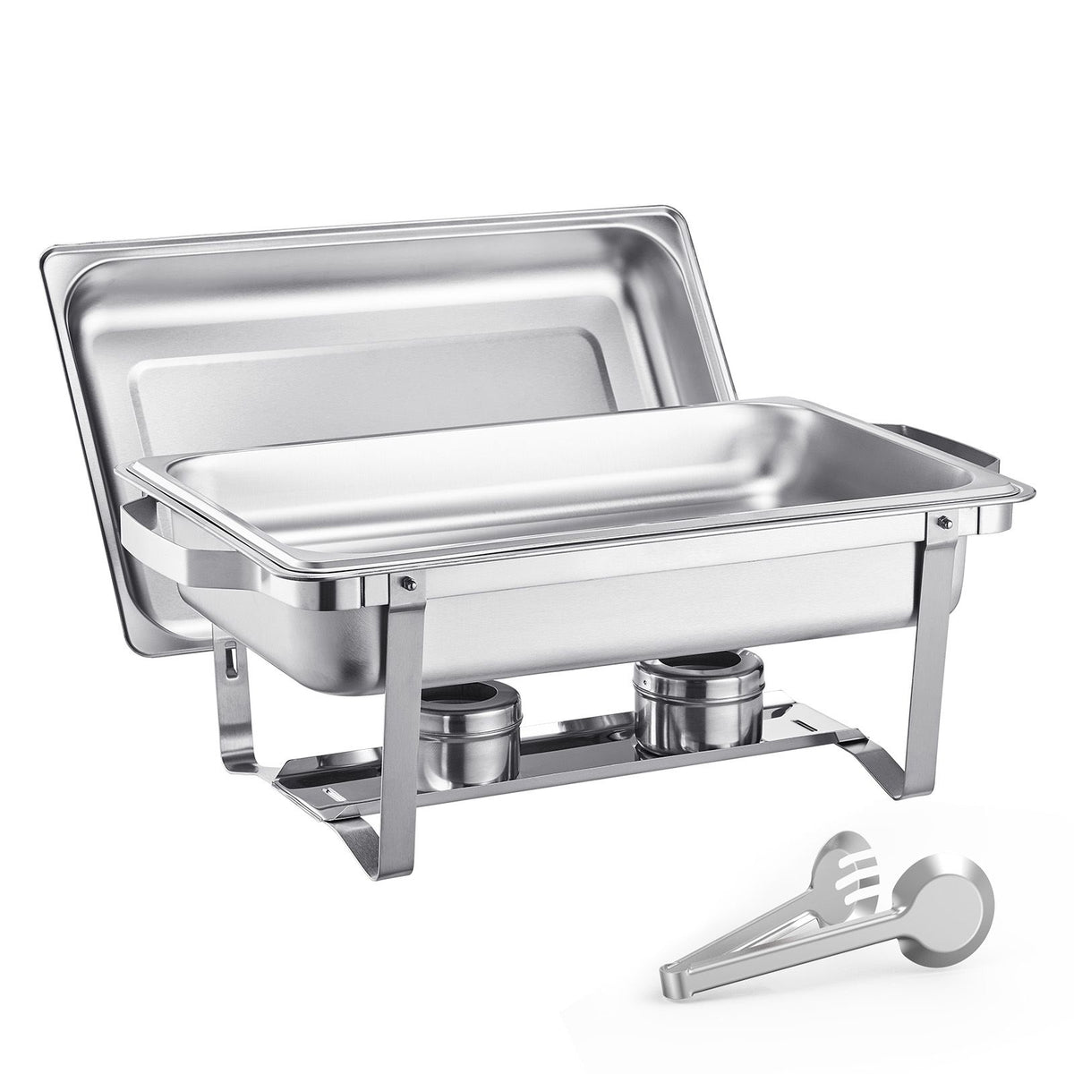 8 Qt 4 Pack Rectangle Chafing Dish Buffet Set Fullsize Pan Stainless Steel