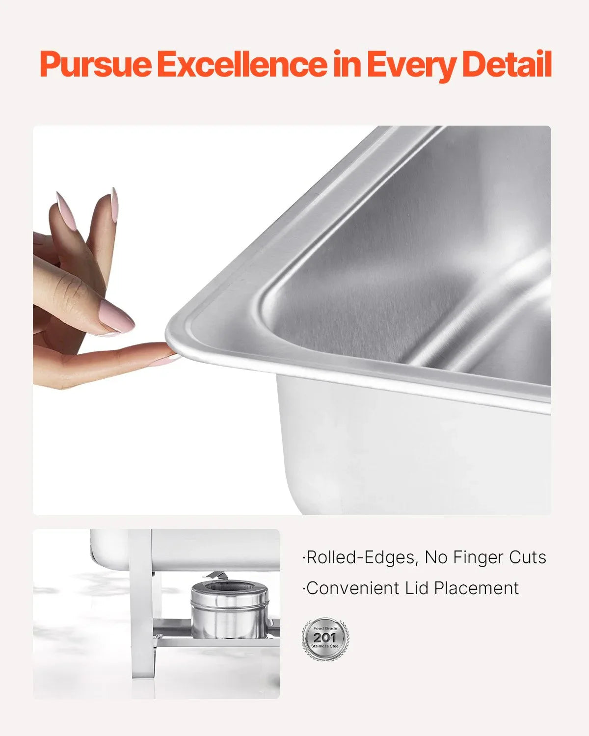 8 Qt 4 Pack Rectangle Chafing Dish Buffet Set Fullsize Pan Stainless Steel