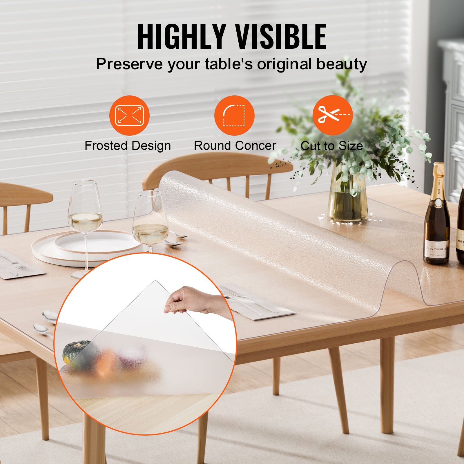 Plastic Table Cover, 42 x 60 Inch 1.5 mm Thick Frosted Table Protector, Rectangle PVC Desk Mat, Waterproof & Easy Cleaning Desk Pad Tablecloth, for Office Dresser Dining Room Table Night Stand