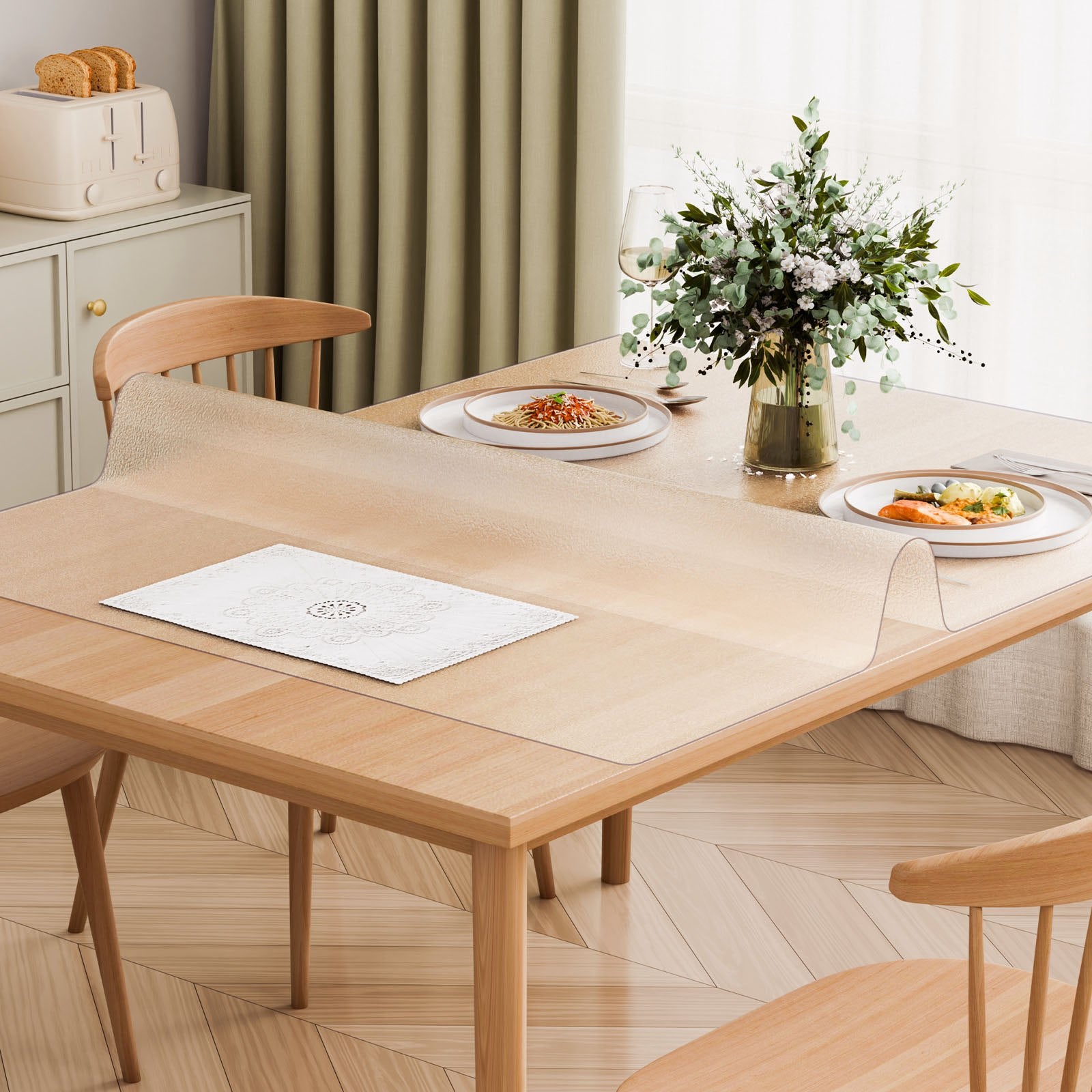 Plastic Table Cover, 42 x 60 Inch 1.5 mm Thick Frosted Table Protector, Rectangle PVC Desk Mat, Waterproof & Easy Cleaning Desk Pad Tablecloth, for Office Dresser Dining Room Table Night Stand