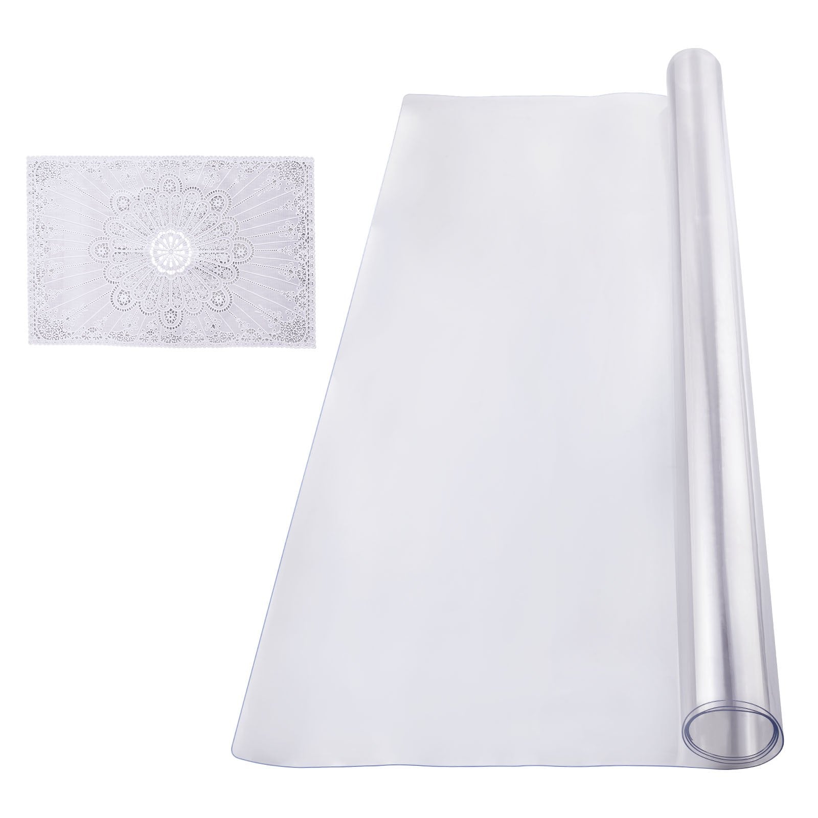 Plastic Table Cover, 54 x 54 Inch 1.5 mm Thick Clear Table Protector, Square PVC Desk Mat, Waterproof & Easy Cleaning Desk Pad Tablecloth, for Office Dresser Dining Room Table Night Stand