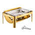 9Qt Roll Top Chafing Dish Buffet Set Gold Stainless Steel Warmer, Visible Lid