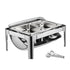 Roll Top Chafing Dish Buffet Complete Set, 9 Qt 1 Pack Stainless Steel Chafer with 2 Half Size Pans, Rectangle Catering Warmer Server with Visible Lid Water Pan Folding Stand Fuel Holder, Silver