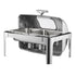 Roll Top Chafing Dish Buffet Complete Set, 9 Qt 1 Pack Stainless Steel Chafer with 2 Half Size Pans, Rectangle Catering Warmer Server with Visible Lid Water Pan Folding Stand Fuel Holder, Silver