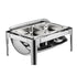 Roll Top Chafing Dish Buffet Complete Set, 9 Qt 1 Pack Stainless Steel Chafer with 2 Half Size Pans, Rectangle Catering Warmer Server with Visible Lid Water Pan Folding Stand Fuel Holder, Silver
