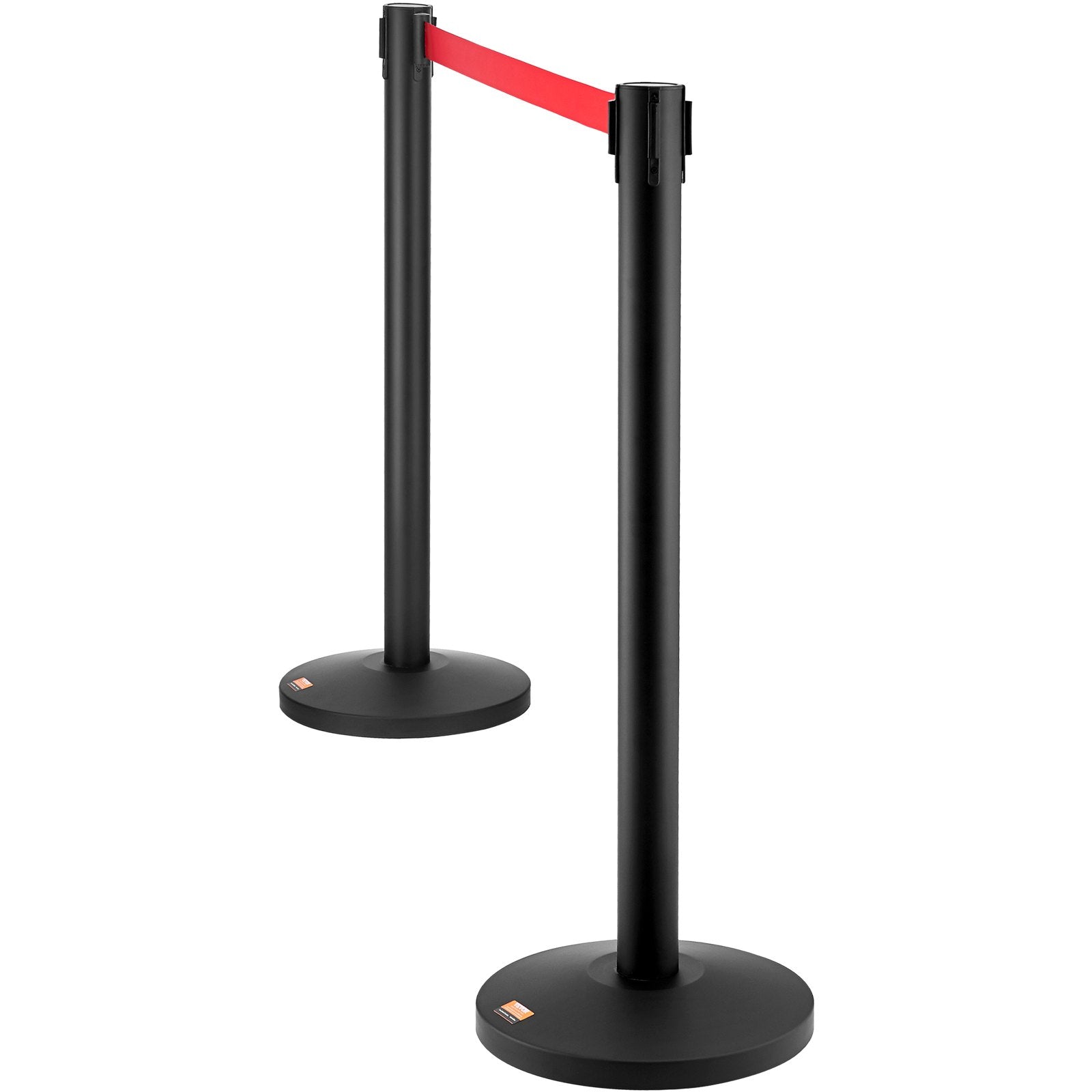 Crowd Control Stanchions, 2-Pack Crowd Control Barriers, Carbon Steel Baking Painted Stanchion Queue Post with 11FT Red Retractable Belt, Belt Barriers Line Divider for Exhibition, Airport